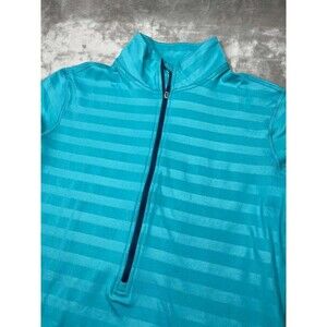 Nike Pro Long Sleeve Half Zip Top Womens Large Teal Gym Workout Yoga Shirt